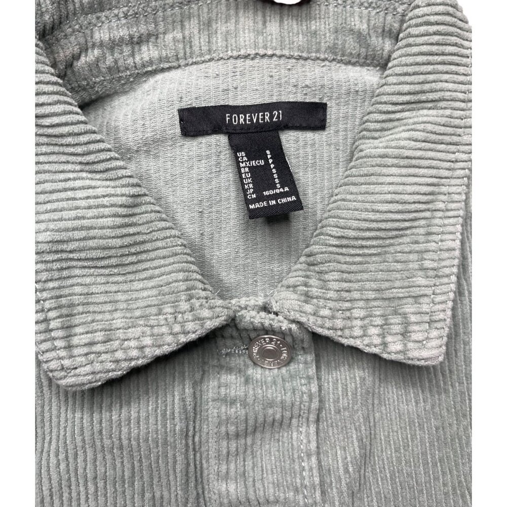 Forever 21 Womens Cropped Corduroy Jacket Seafoam Green Cotton Size S - Picture 5 of 8